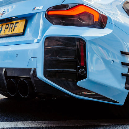 MHC+ BMW M2 G87 PERFORMANCE STYLE REAR BUMPER INSERTS IN PRE PREG GLOSS CARBON FIBER (G87)